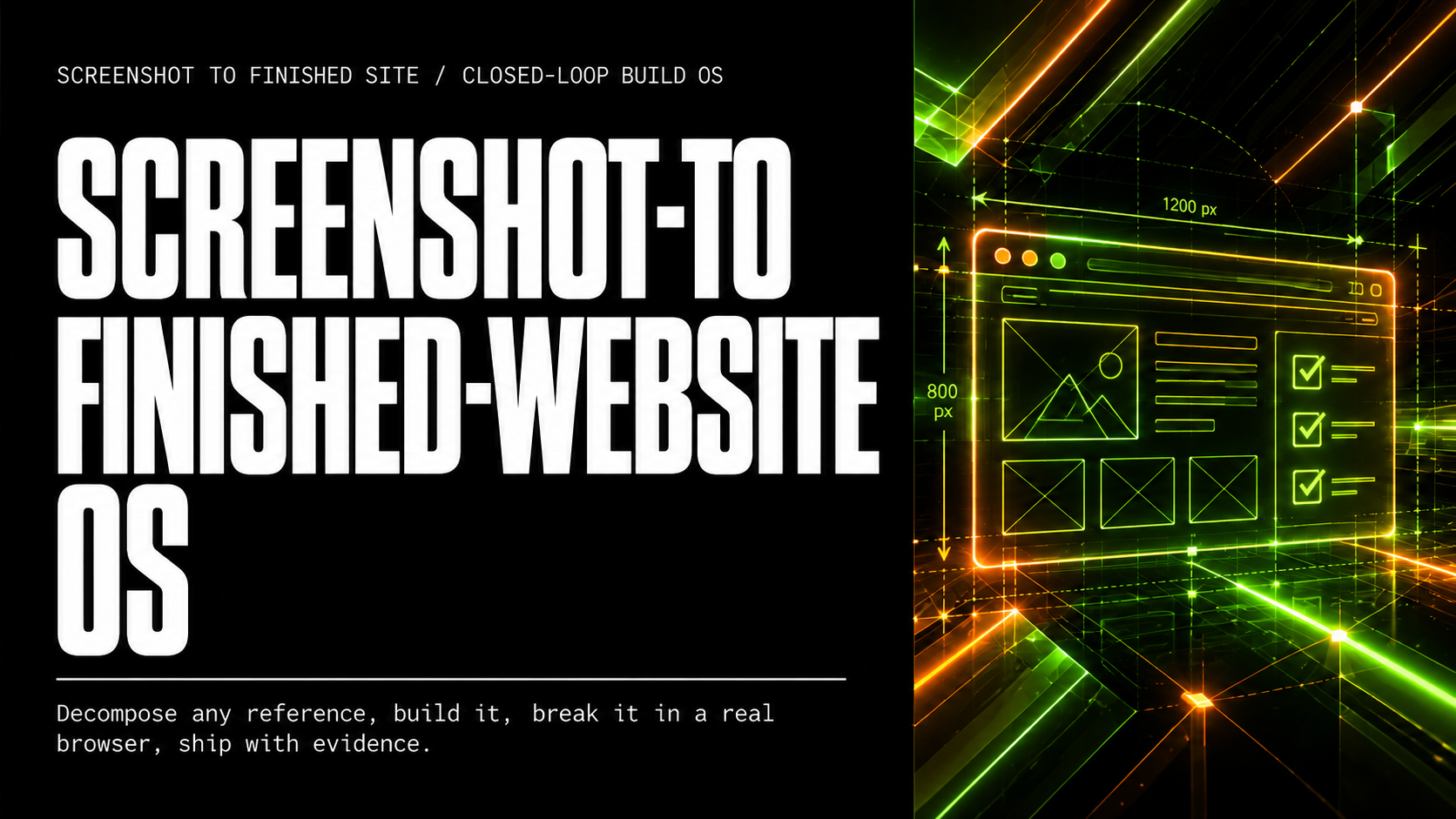 Branded preview of the Screenshot-to-Finished-Website OS